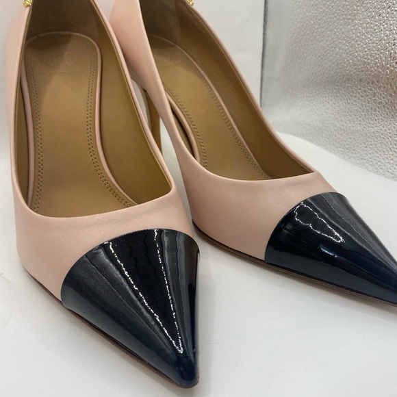 Tory Burch Pink/Black Patent and Leather Penelope Pumps Size 8 - Picture 12 of 16